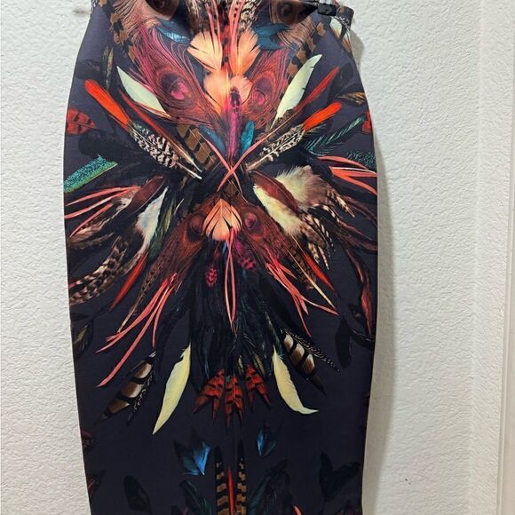 Nicole Miller Atelier Feather Print Pencil Skirt Size 2